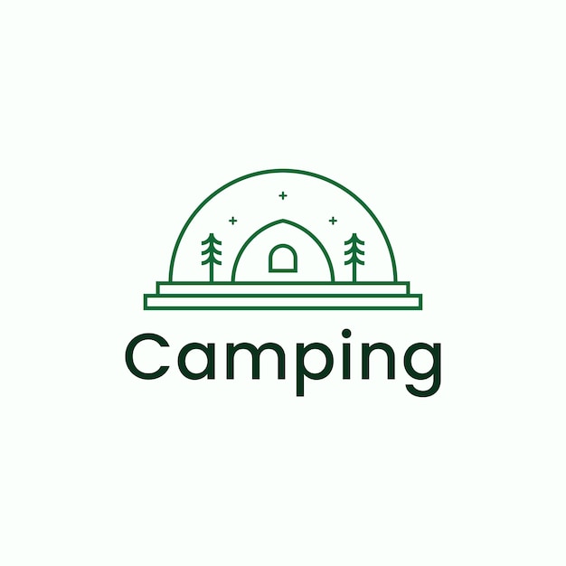 Camping monoline line logo vector