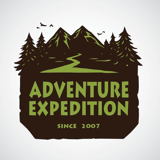 Camping Mountain Adventure Logo Emblems and Badges Camp in Forest Vector Illustration Design Temp