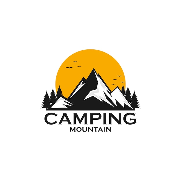 camping Mountain Vector Logo Template