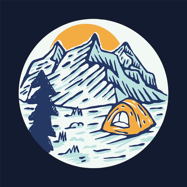 Camping and mountains graphic illustration vector art tshirt design