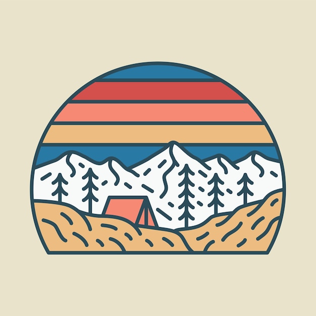 Camping and Mountains graphic illustration vector art tshirt design