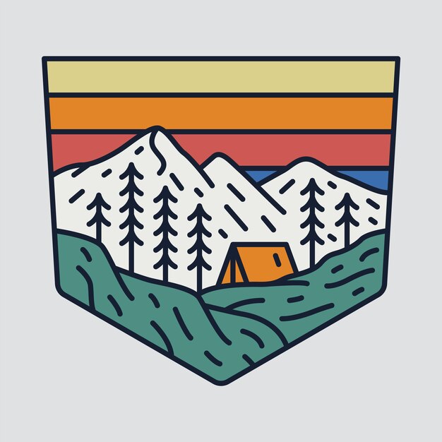 Camping and Mountains graphic illustration vector art tshirt design