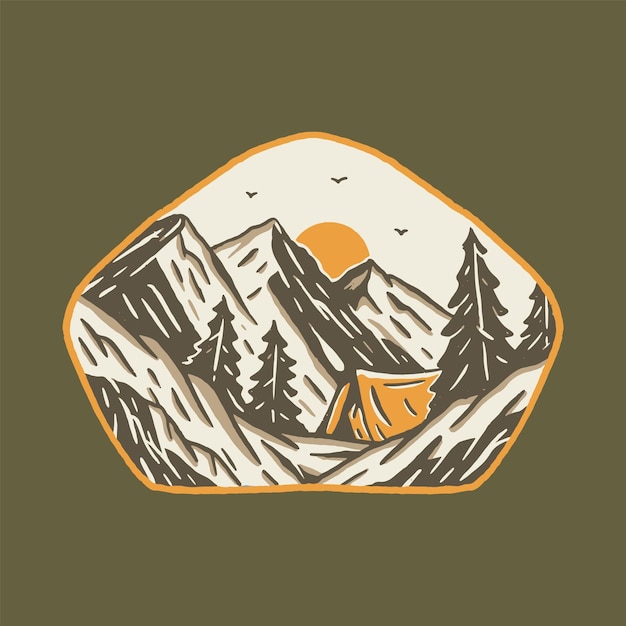 Camping and mountains graphic illustration vector art tshirt design