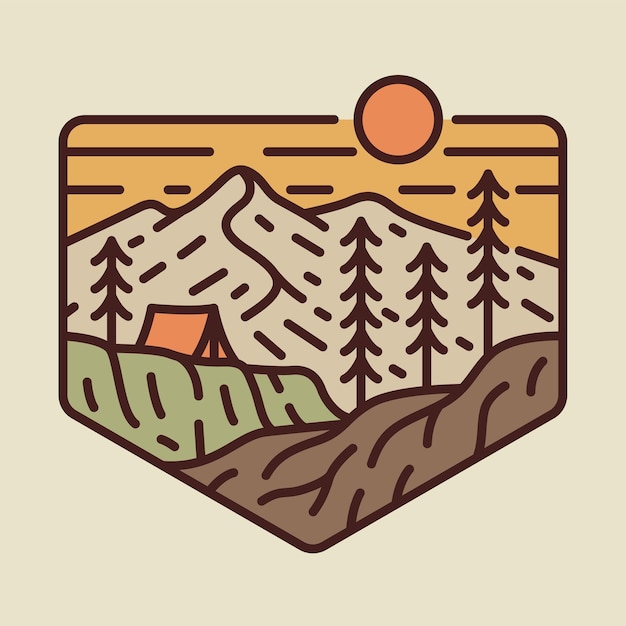 Camping and mountains graphic illustration vector art tshirt design