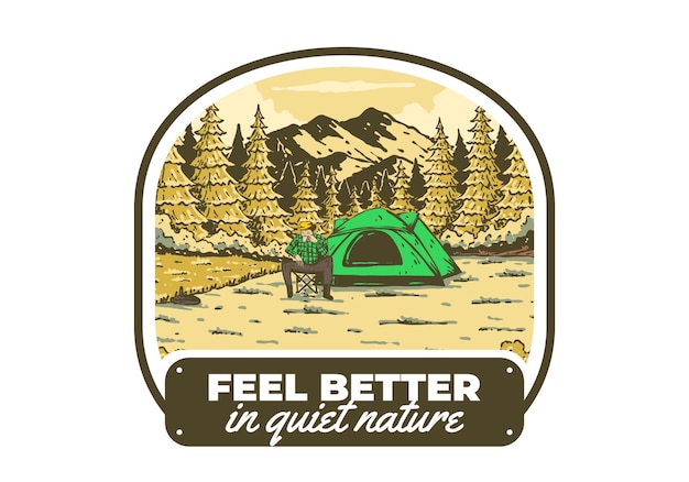 Camping in nature Vintage outdoor illustration design