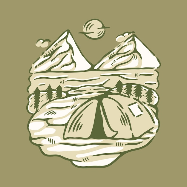 Camping at nice place graphic illustration vector art tshirt design