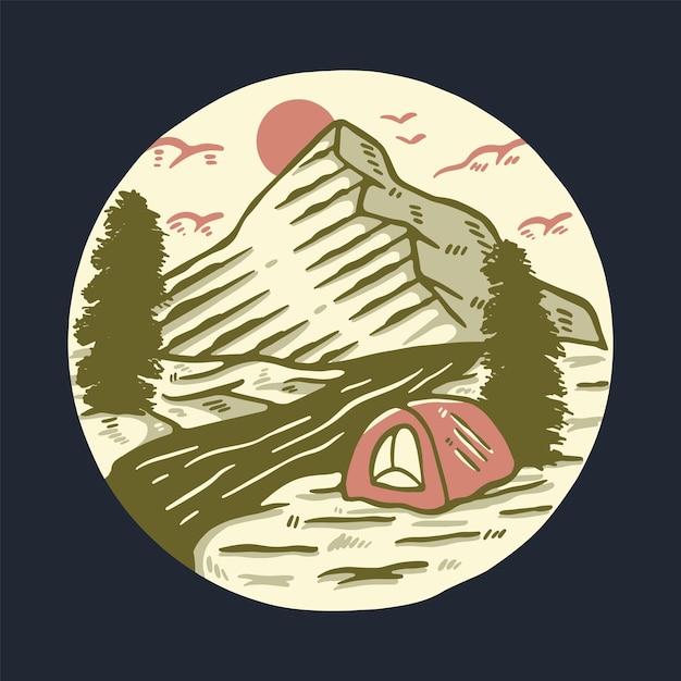 Camping outdoor and adventure graphic illustration vector art tshirt design