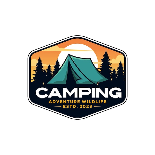 Camping Outdoor Adventure Template Tent Camp Vector illustration