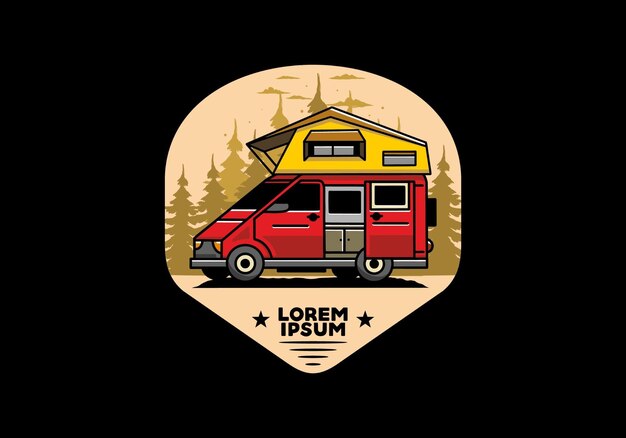 Camping on roof car illustration design