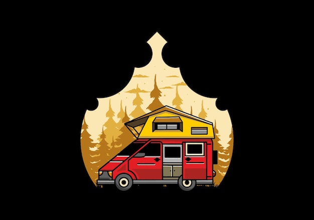 Camping on roof car illustration design