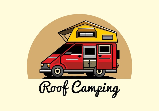 Camping on roof car illustration design