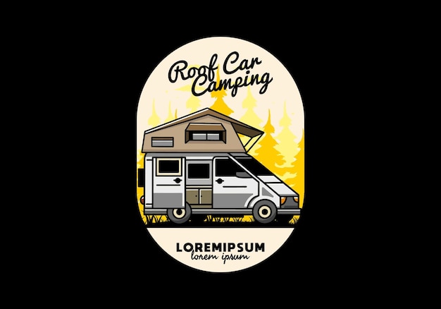 Camping on roof car illustration design