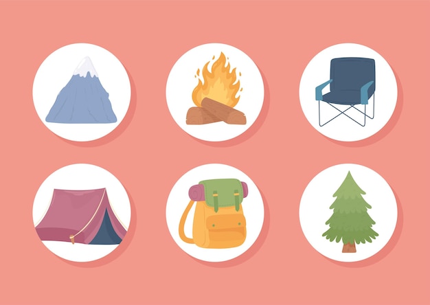 Camping round icons