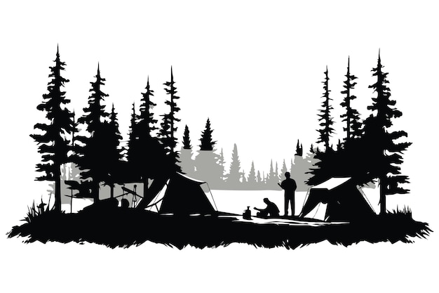 Camping silhouette Vectors Illustrations