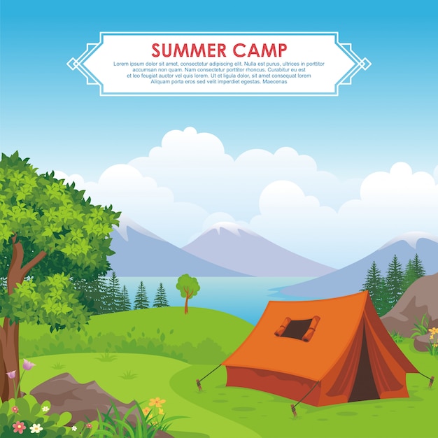 Camping site landscape illustration