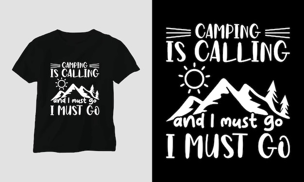 Vector camping svg design with camp, tent, mountain, jangle, tree, ribbon, hiking silhouette