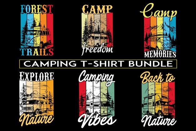 Vector camping t shirt design bundle print on demand