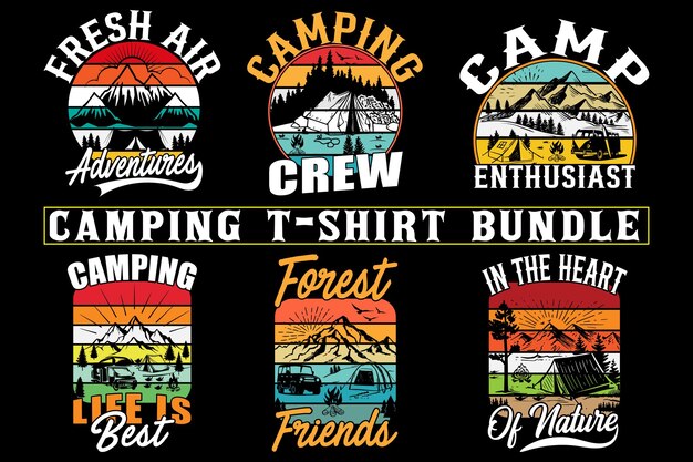 Vector camping t shirt design bundle print on demand