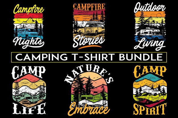 Vector camping t shirt design bundle print on demand