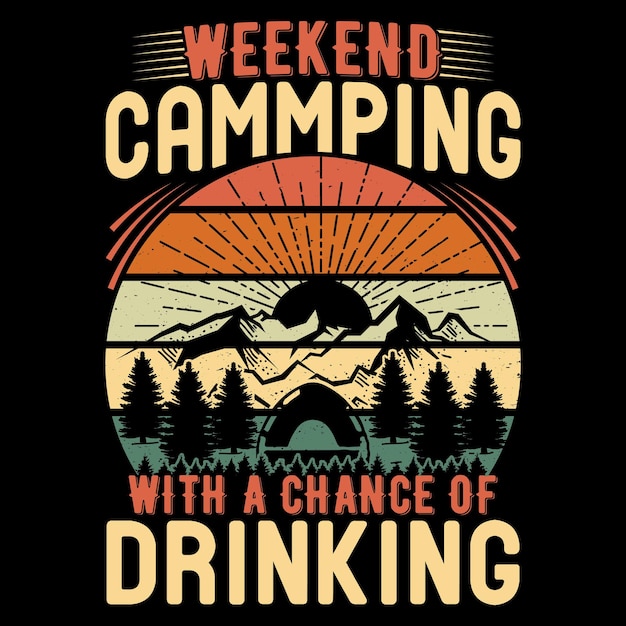 Camping t shirt design, vector, graphic element, illustration