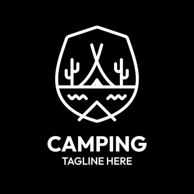 Camping Tent Outline Logo Geometric