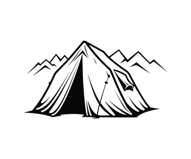 camping tent silhouette vector illustration