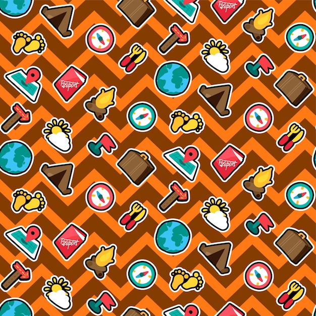 Camping and traveling seamless vector pattern