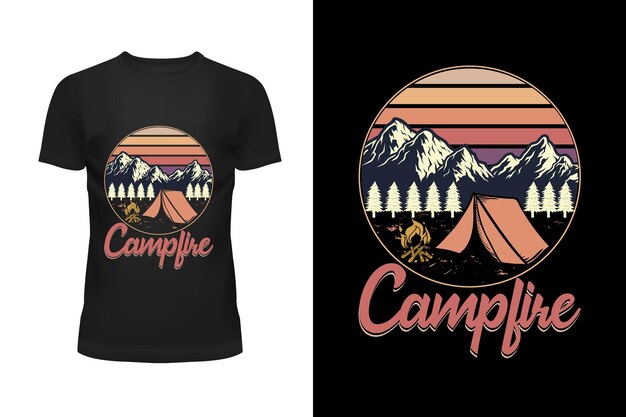 Vector camping tshirt design or campfire or vintage camping tshirt