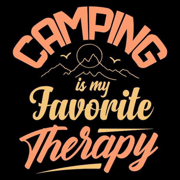 Camping typography t shirt design, camper illustration, campfire vector element, graphic