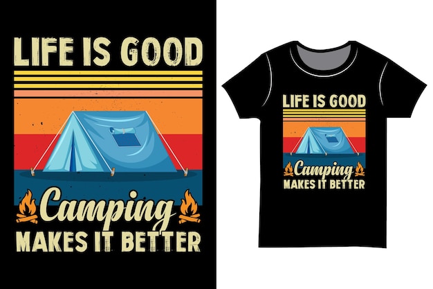 Camping vector graphics t shirt Mountain campfire hiking gift shirt