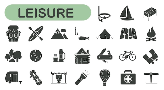 Camping vector image Hiking outdoor active rest symbols