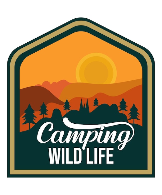 Camping Wild Life Vector TShirt design template