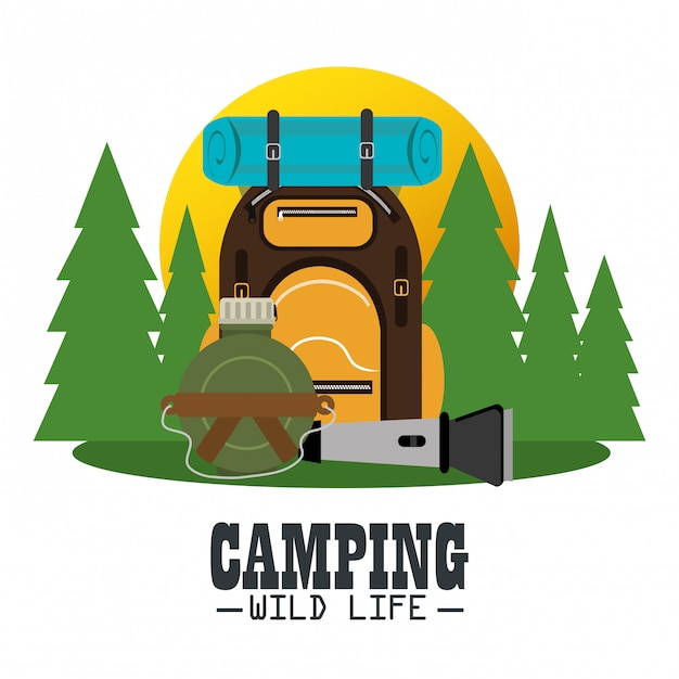 camping zone with equipment