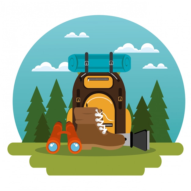 camping zone with equipment