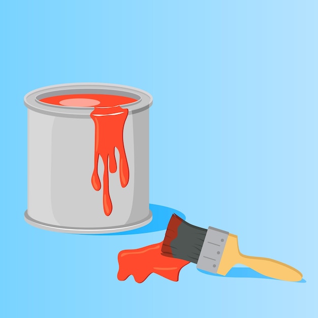 A can of paint and a brushVector illustration