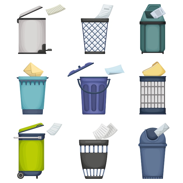 Can trash cartoon set icon. illustration garbage basket on white background. Isolated cartoon set icon can trash.