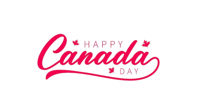 Canada Day hand drawn lettering. Handwritten logo text. Happy Canada Day calligraphy inscription for greeting card, decoration and covering.