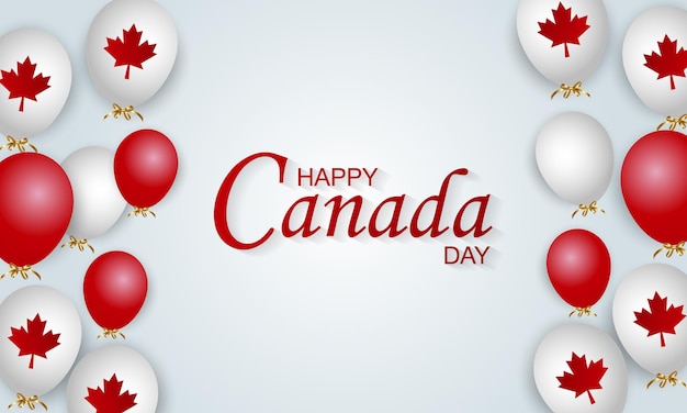 Canada Day   illustration, Canadian flag and maple leaves, red and white  