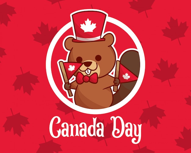 canada day with cute beaver