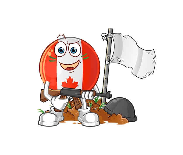 Canada flag army character. cartoon mascot vector