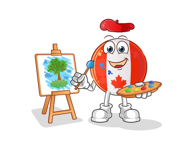 canada flag artist mascot. cartoon vector