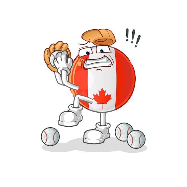 Canada flag baseball pitcher cartoon. cartoon mascot vector