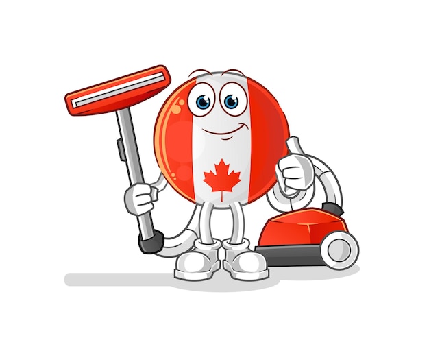 Canada flag clean with a vacuum character vector