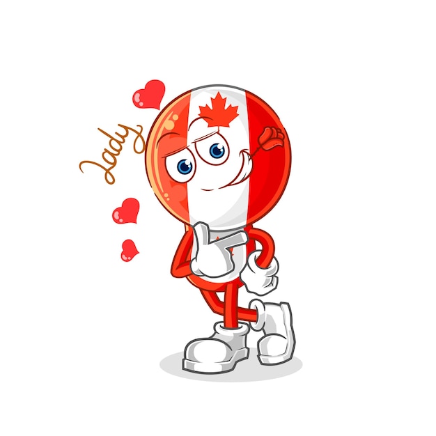 Canada flag head flirting illustration character vector