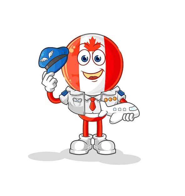 Canada flag head pilot mascot cartoon vector