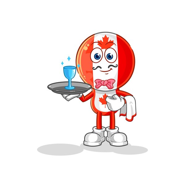 Canada flag head waiter cartoon cartoon mascot vector