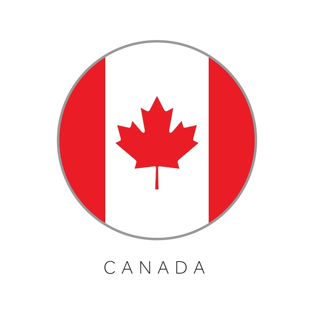 Canada flag round circle vector icon