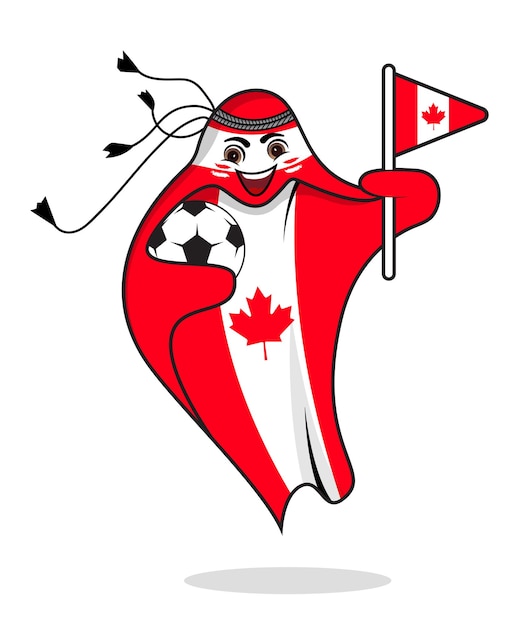 canada flag with mascot world cup vector.