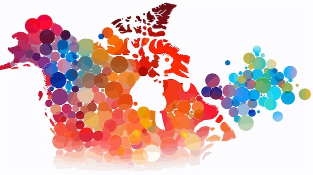 Canada Map Collage of Small Circles in Various Sizes