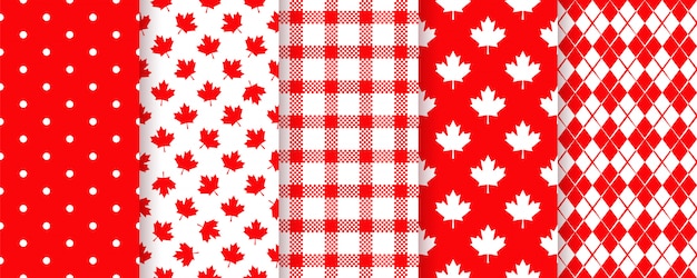 Canada seamless pattern set with maple leaf.